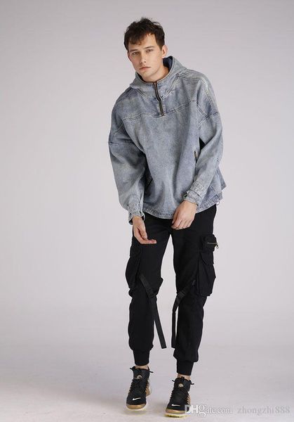 

2020 jacket new arrival spring new mens european and american zipper washed denim jacket retro milled white hooded jacket designer jackets, Black;brown