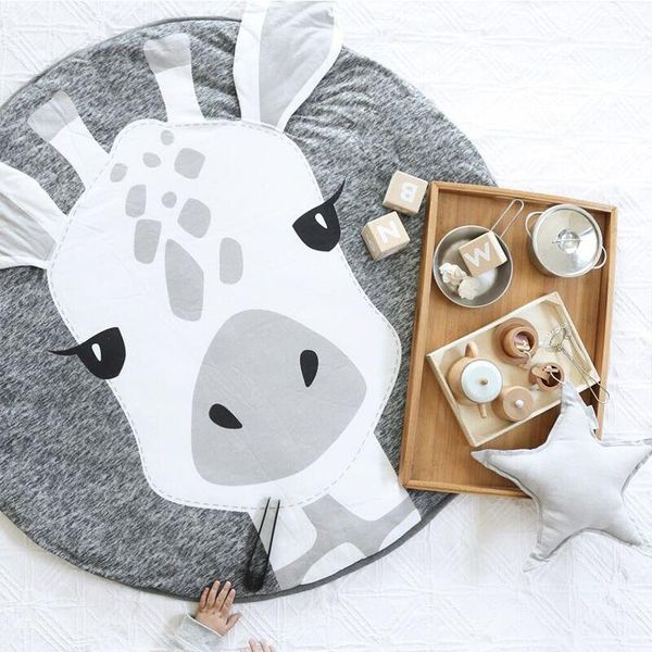 

cartoon animals play mats puzzle toys for children baby kids crawling pad round carpet rug soft cotton blanket room decoration