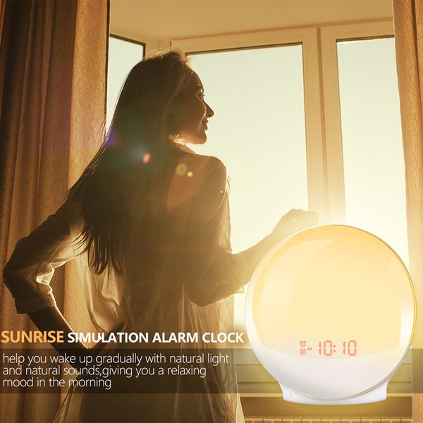 

qmjhvx alarm clock wake up light digital snooze nature night lamp clock despertador digital reveil wekker