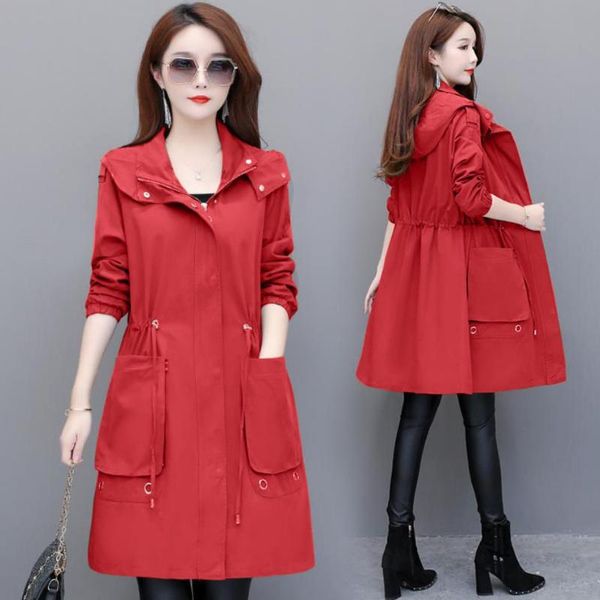 

women's trench coats 2021 autumn casual coat oversize double breasted vintage washed outwear loose clothing, Tan;black