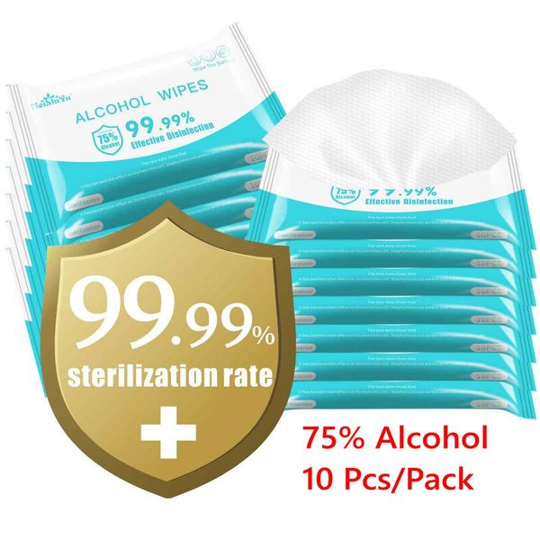 

FERR DHL In Stock 75% Disinfecting Alcohol Wipes Disposable Hand Wipes Skin Cleaning Bacteria Disinfection Wipes Cotton 10 Pieces/box