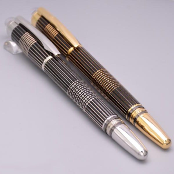 

mb design crystal series horizontal straight silk rose gold ballpoint pen brand business writing gift pens, Blue;orange