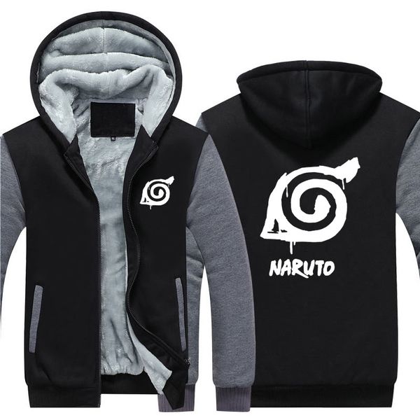 

2019 naruto hoodie anime sasuke cosplay naruto jacket men thicken zipper luminous sweatshirts usa eu size plus size, Black