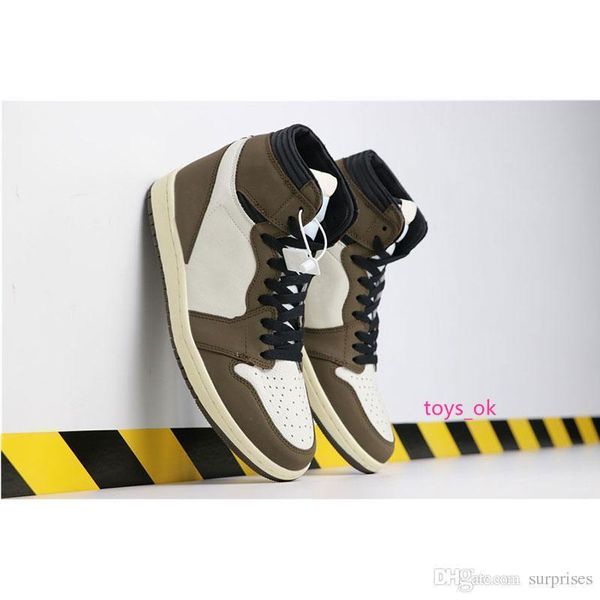 

boxshoes with basketball mens 1s travis scotts cactus jack dark mocha basketball shoes trainers sports sneakers shoes size 7-12
