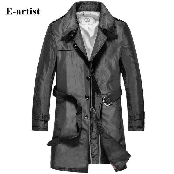 

e-artist men's long trench coat with belt male coats jackets windbreaker outerwear overcoat plus size 5xl f08, Tan;black