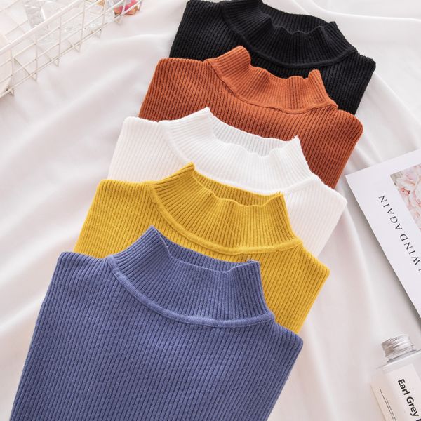 

new turtleneck knitted sweater female casual pullover women autumn winter korean sweaters fashion 2018 women sweater jumper, White;black