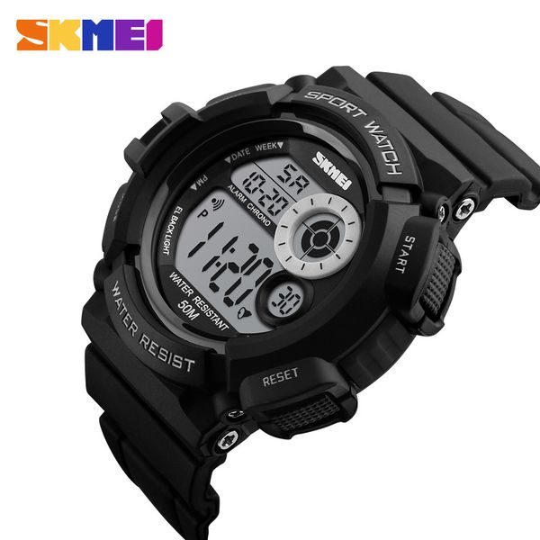 

new skmei outdoor sport watch men simple colourful led display watches waterproof shock resistant digital watch reloj hombre 1222, Slivery;brown