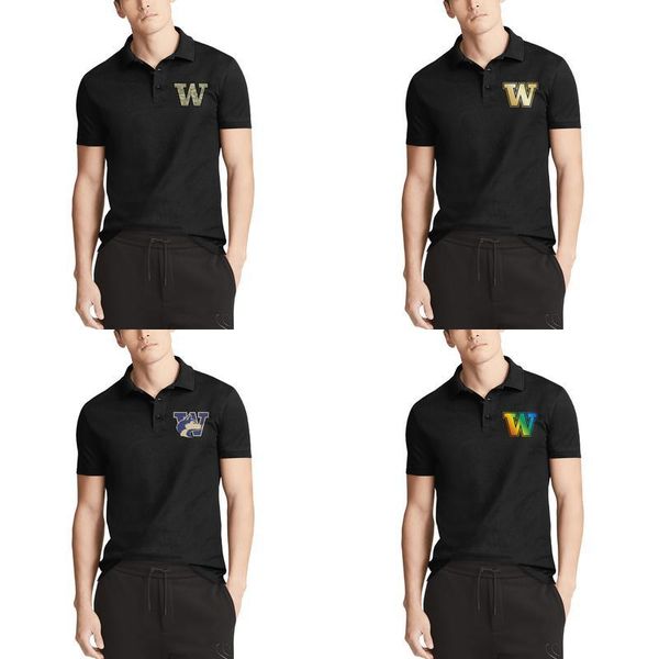 

mens design printing washington huskies camouflage football logo black cotton polo shirt retro funny unique gold gay pride rainbow white, White;black