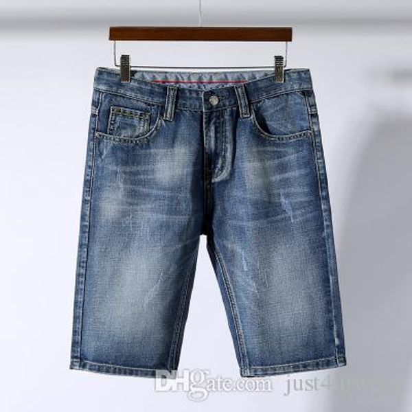 

mens summer knee length jeans straight casual pants 2019 sell new male blue short pants