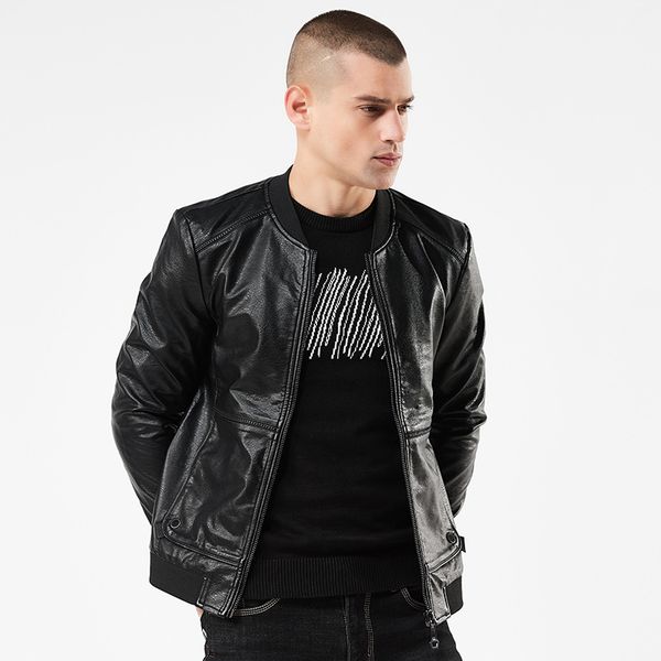 

2019 new spring leather jacket men motorcycle casual leather bike jacket coat short men's coat black deri mont erkek