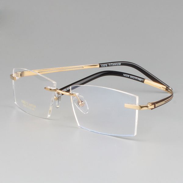 

vazrobe titanium men transparent clear eyeglasses frame rimless male spectacle frames square ultra-light fashion prescription, Silver