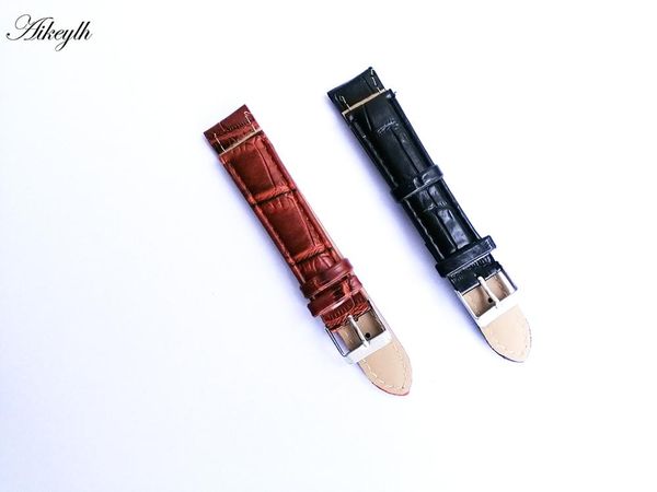 

aikeylh watchband 18/20/22/24mm watch band spot leather watch strap wholesale leather bamboo stripe accessories, Black;brown