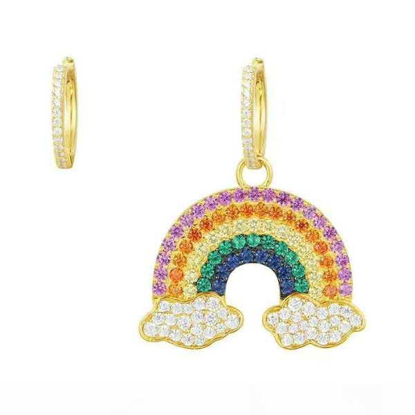 

new fashion women earrings yellow gold plated cz rianbow earrings for girls women for party wedding nice gift, Golden;silver