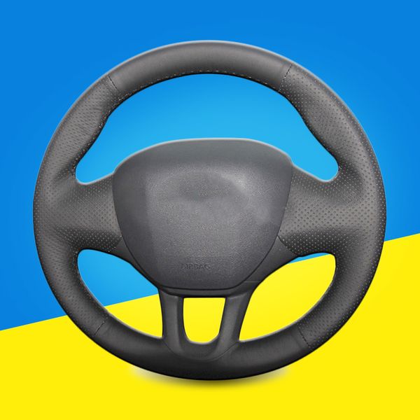 

auto braid on the steering wheel cover for 208 2011-2019 2008 2013-2019 car steering wheel covers hand stitched