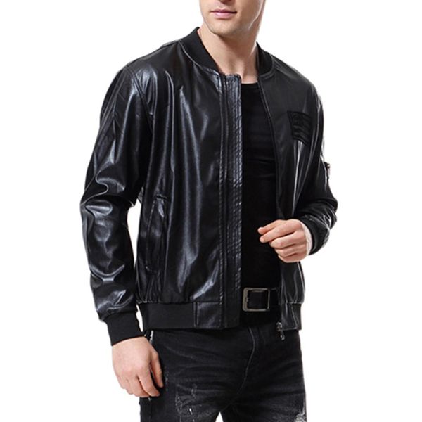 

2019 black color men's leather jacket for autumn m-5xl large size jacket washing pu leather fashion design clothes