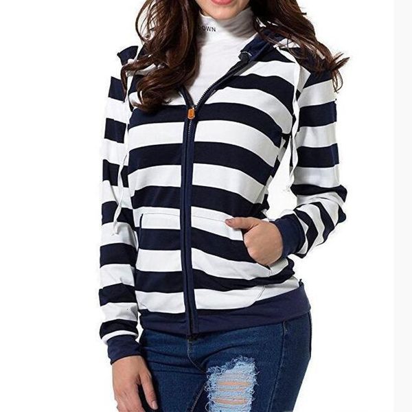

woman sweatshirt women clothing autumn women striped hoodies long sleeve hooded pockets jackets casual plus size tracksuit womens clothes, Black