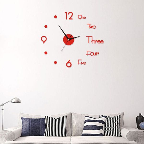 

diy wall clock 3d mirror surface sticker home office decor clock x4yd