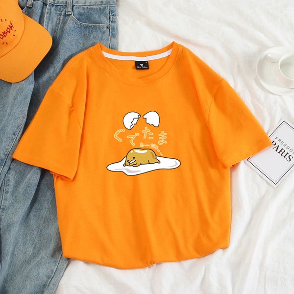 

japanese harajuku cute gudetama lazy egg yolk funny t shirt men cotton kawaii cartoon print tshirt novelty female t-shirt, White;black