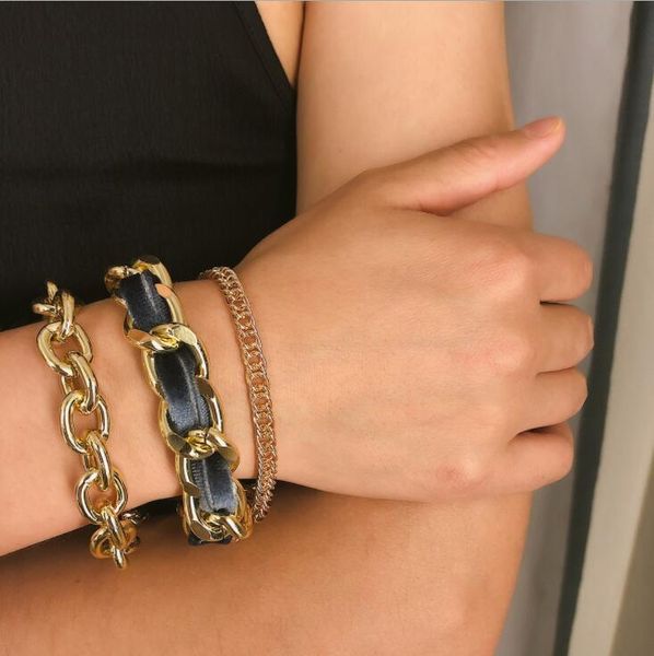 

women's suit personality alloy geometric shell natural rough simplicity flannelette vsco girl bracelets strands party dance punk jewelr, Black