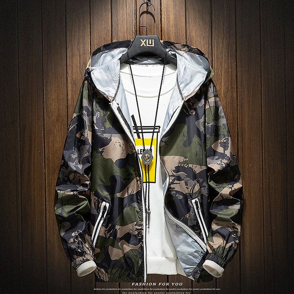 

spring/summer camouf men's street jacket men's street jacket windbreak leisure outdoor zipper large size camo, Black;brown