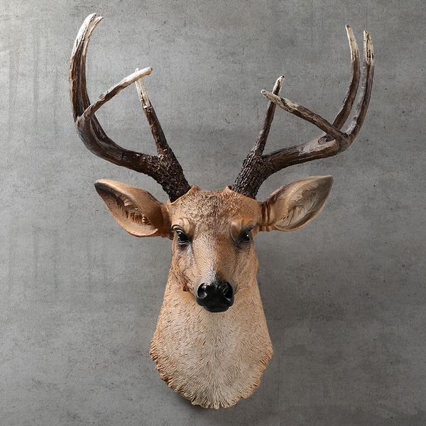 

mgt] american realistic deer head wall hanging animal head resin pendant home decoration statue sculpture store wall hanging gift