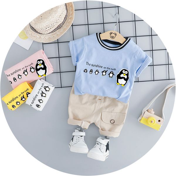 

6 pieces little penguin short sleeve set, White