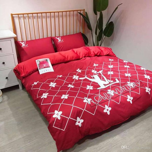 

soft cotton bedding suit for 4pcs embroidery letter and flowers new bedding cover for man and women