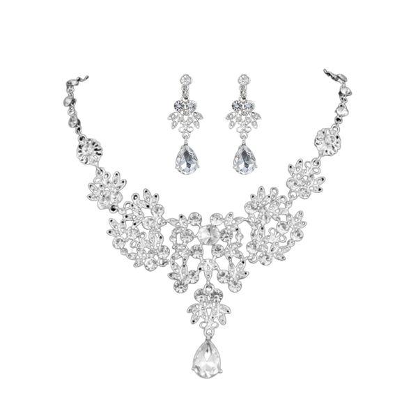 

подарки bridal fashion jewelry set партия регулируемой цепь элегантной форма сплав инкрустированных падения ожерелье серьга аксессуары, Silver
