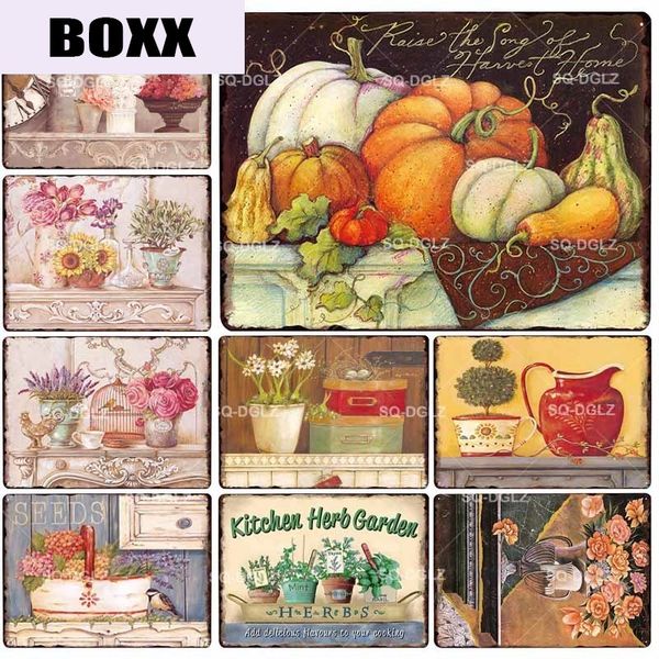 

pumpkin metal sign vintage metal plaque plate wall decor tin signs kitchen here garden poster gift