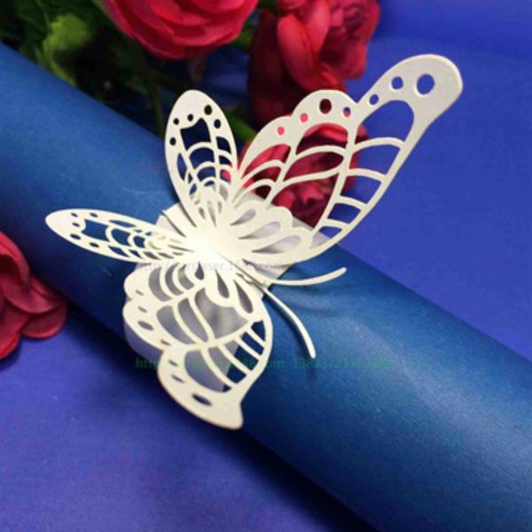 

100pcs pearlescent paper butterfly napkin rings party banquet dinner table decoration accessories wedding napkins decor 8zsh104