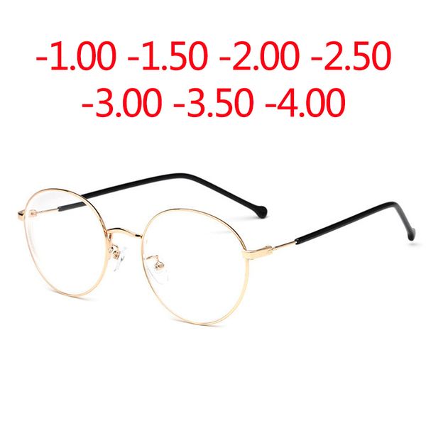 

finished prescription glasses good quality myopia eyeglasses 2019 optical men women student metal golden glasses for sight, Black