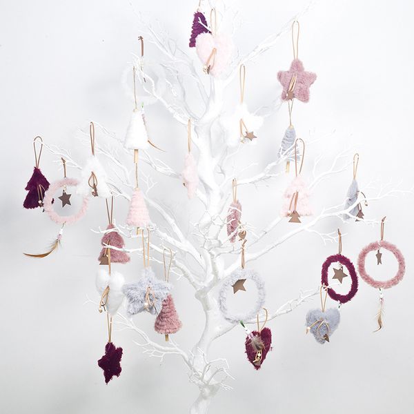 

1 set 5pcs christmas tree decorations ornaments plush wooden ornaments merry christmas pendants ornaments creative gift