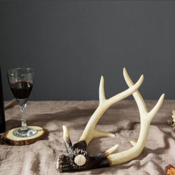 

unique rustic resin antler accent single bottle wine holder
