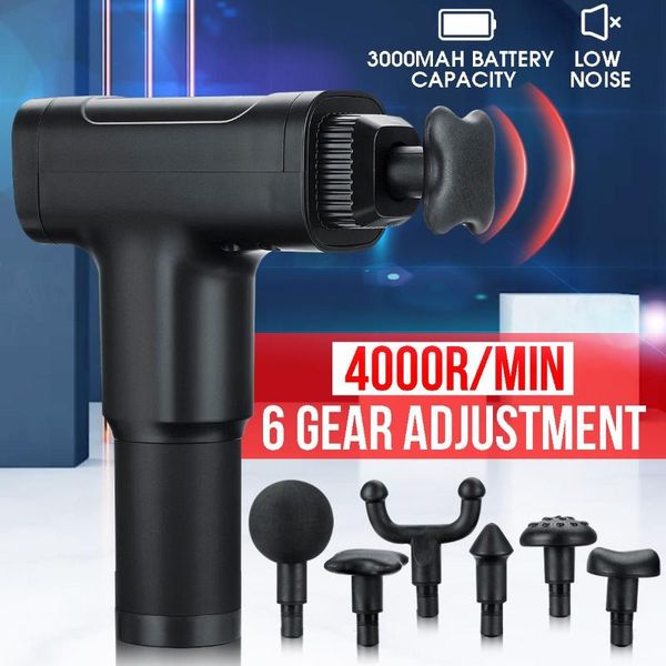 

muscle massager powerful tissue massage guns management training exercising body relaxation 4000r/min with 6 heads