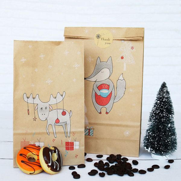 

gift bag kraft paper dessert economic snack bag packaging 12pcs bread nut christmas