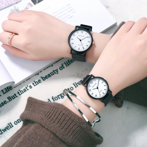 

explosion watch female student korean version of the simple trend sports and leisure male atmosphere retro college wind couple w, Slivery;brown