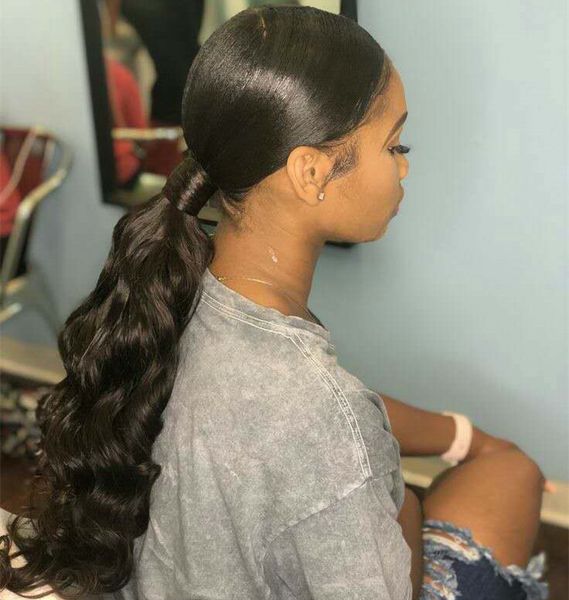 

diva brazilian 140g natural black body wave curly clip in drawstring ponytail extension virgin remy human hair pony tail
