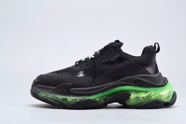 

triple s clear sole sneaker black yellow fluo air cushion shoes man woman luxury shoes runner knit shoe original trainer runner quality