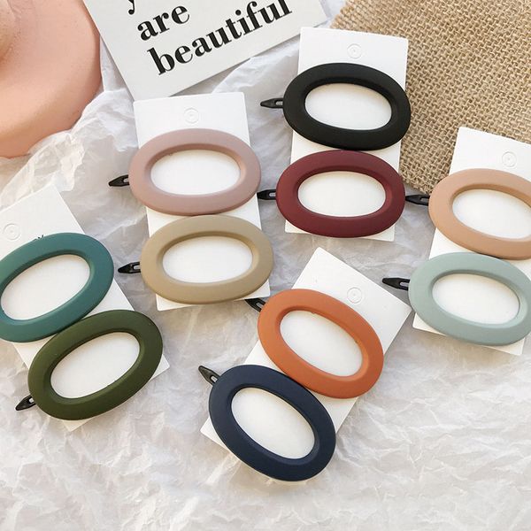 

fashion solid color scrub resin hair clips geometric hollow oval wave shape hairpins side barrettes beauty accessories for women, Golden;white