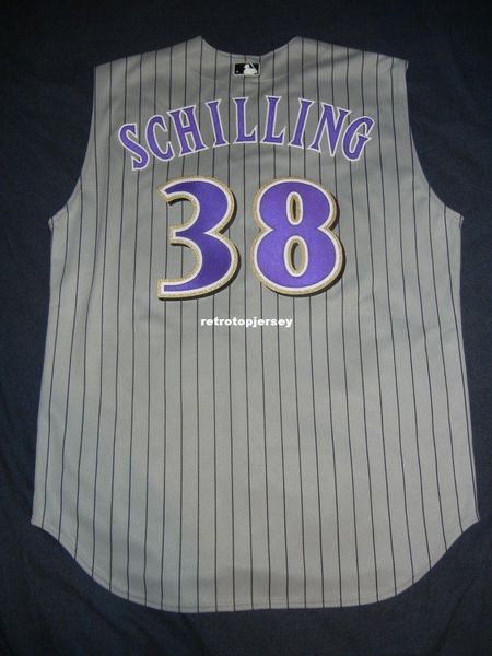 

retro rawlings #38 curt schilling arizona diamon jersey 48 johnson xl new mens stitched baseball jerseys, Black;blue