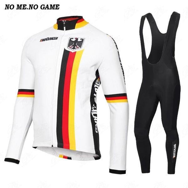 

no me no game retro germany team cycling jersey men's long sleeve set road racing cycle winter fleece fleece bicycle clothes, Black;blue