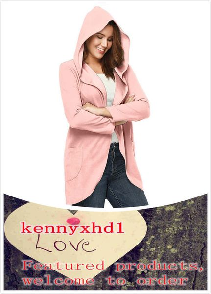 

new large size women's clothing europe and the united states autumn and winter a button hooded long-sleeved wide loose shirt sweater co, Black