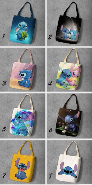 

blue stitch fashion anime foldable canvas shopping bag casual shoulder bags customized tote handbag new