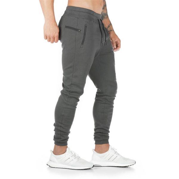 

joggers sweatpants mens slim casual pants solid color gyms workout cotton sportswear autumn male fitness crossfit track pants, Black;blue