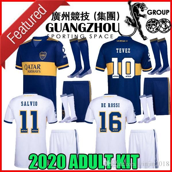 

kit de rossi 2020 2021 boca juniors soccer jerseys salvio 20 21 camisa de futebol tevez benedetto nandez pavon man set football shirts, Black