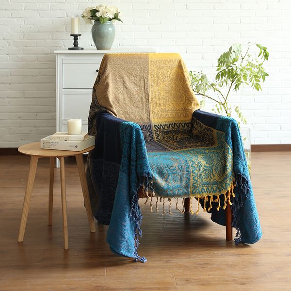 

blankets bohemian chenille blanket sofa decorative slipcover throws on sofa/bed/plane travel plaids rectangular color stitching
