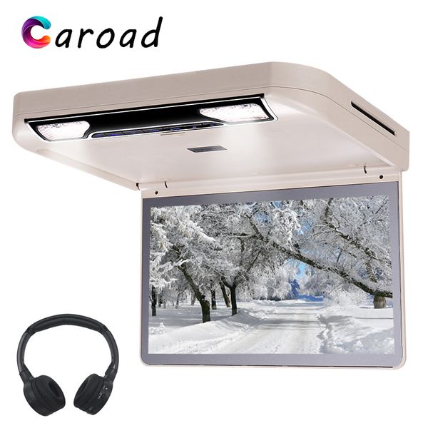 

car dvd with hdmi port/usb/sd built-in ir/fm transmitter wireless games 13.3 inch flip down car roof screen mp5 monitor in