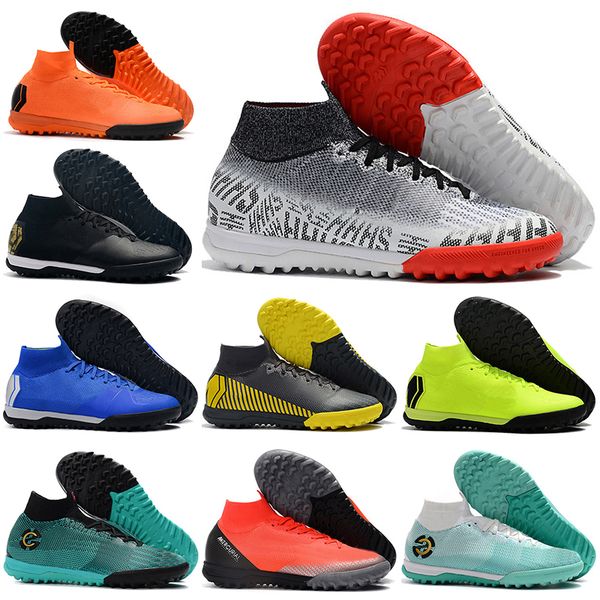 

Mens High Ankle Football Boots Futsal Superfly 6 Elite IC TF Soccer Shoes CR7 Mercurial SuperflyX VI Neymar NJR Indoor Turf Soccer Cleats