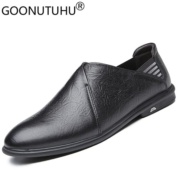 

2020 style fashion men's shoes casual genuine leather male loafers classic brown or black slip on shoe man driving shoes for men