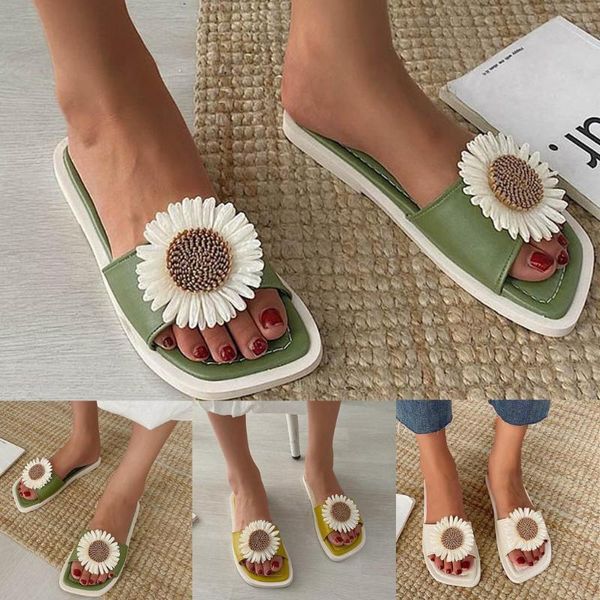 

sagace slippers ladies flat shoes retro beach slippers 2020 chrysanthemum word summer ladies sapato casual shoes a525, Black